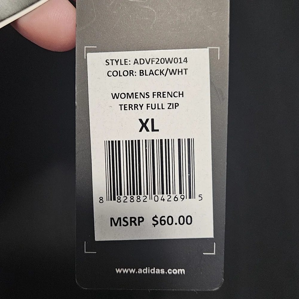 NWT Adidas Woman's Black Windbraker  Jacket Size XL